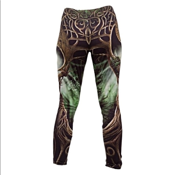 Oak Queen Goddess Fantasy Celtic Gothic Punk Rock Allover Print  Leggings S AK - Picture 3 of 6